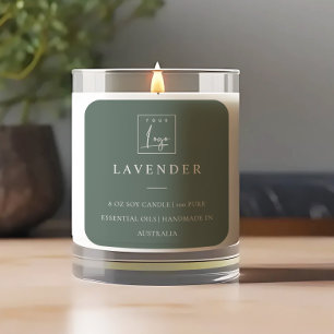 Etiqueta de Vela do Logotipo Verde Mínimo Elegante