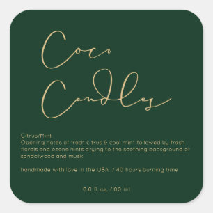 Etiqueta de Vela do Produto Verde Moderno Escuro