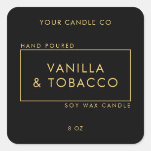 Etiqueta de Vela Dourada e Preta Mínima Simples