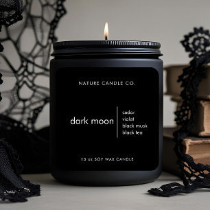 Etiqueta de Vela Negra Minimalista Lua Escura