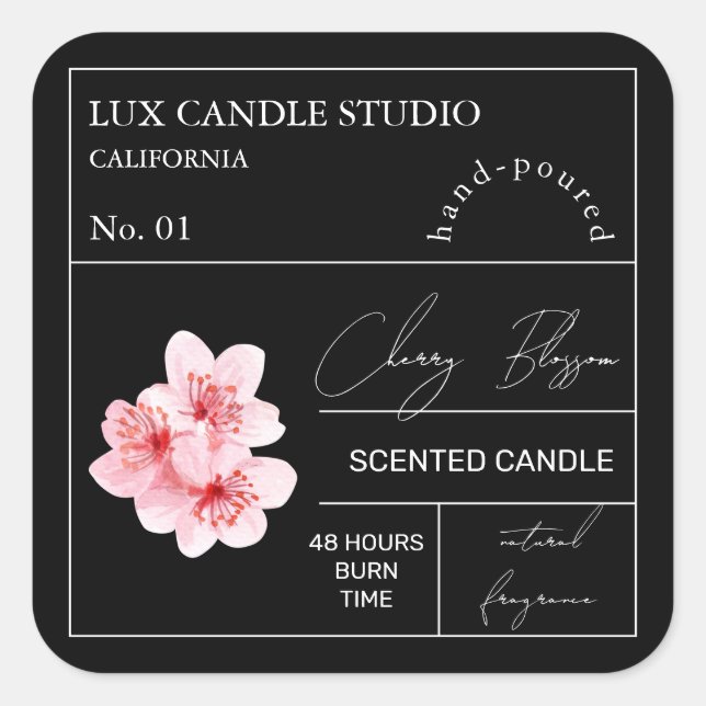 Etiqueta de Vela Perfumada de Flor de Cereja (Frente)
