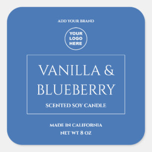 Etiqueta de Vela Personalizada de Vanilla Azul