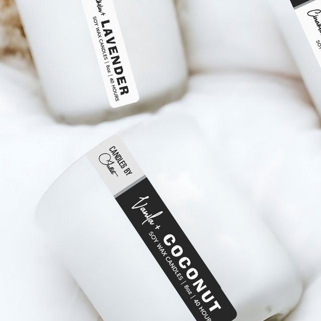 Etiqueta de Vela Preta e Branca fina (Criador carregado)