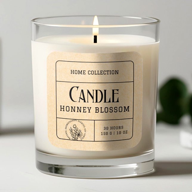 Etiqueta de Velas de Papel Boho Kraft Beige (Boho Kraft Beige Paper Candle Labels Sticker )