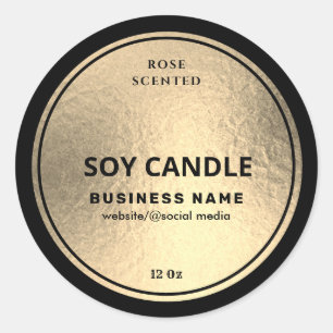 Etiqueta de velas de soja preta de ouro de luxo