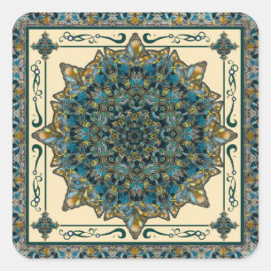 Etiqueta de vidro da mandala da janela do quadro