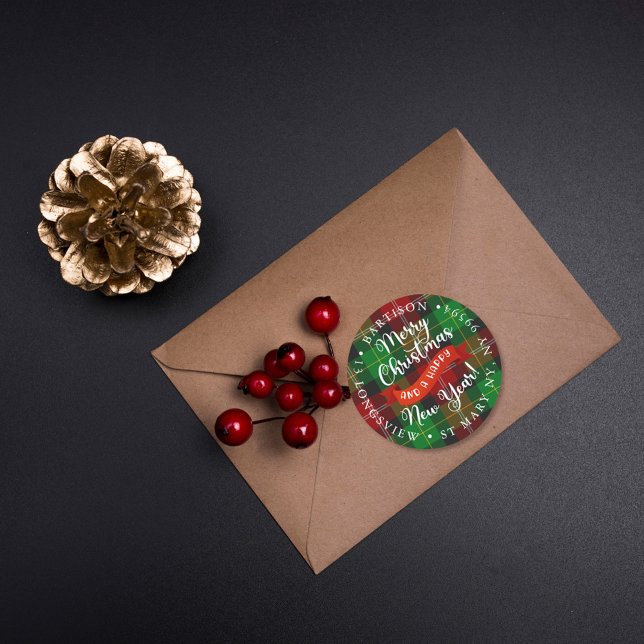 Etiqueta de Vinheta de Natal Merry xadrez (Criador carregado)