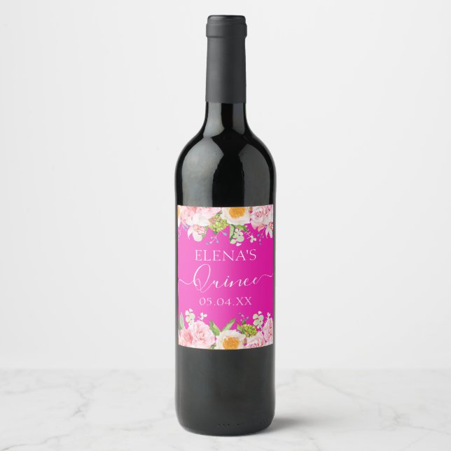 Etiqueta de Vinho Aniversário Quinceanera Partido  (Frente)