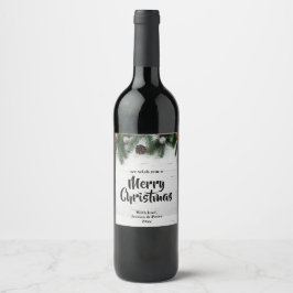 Etiqueta de vinho Árvore de Natal rústica alegre