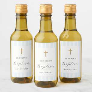 Etiqueta de Vinho com Listras de Aquarela Azul