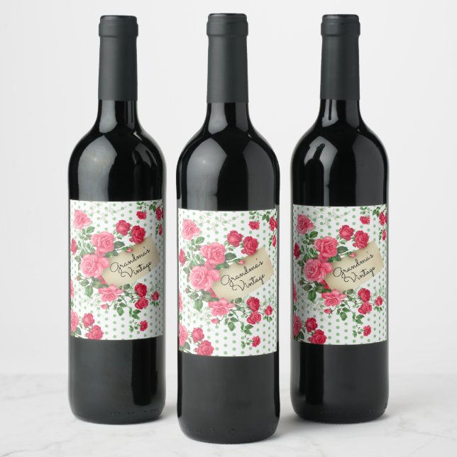 Etiqueta de vinho da vovó floral (Garrafas)
