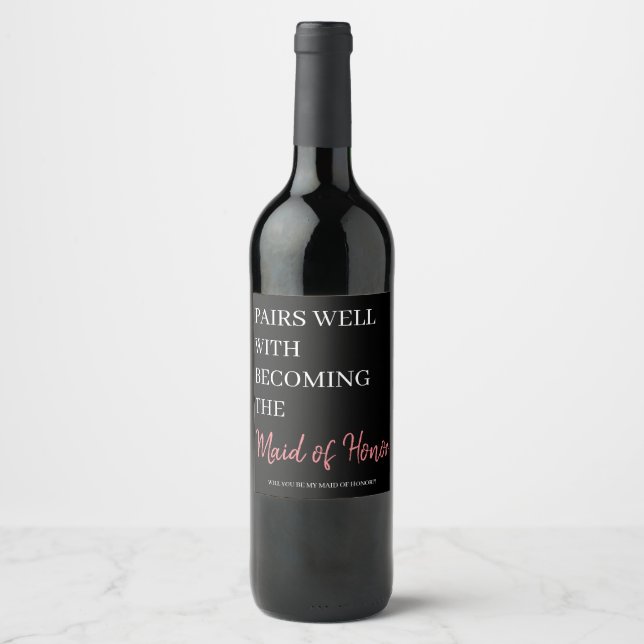 Etiqueta de Vinho de Anúncio de Dama de Honra (Frente)