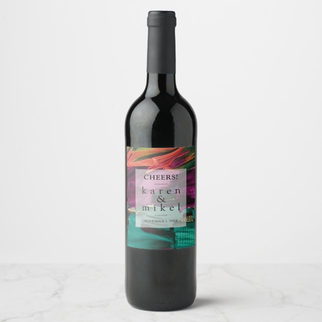 Etiqueta de Vinho de Casamento Acrílico de Pintura (Frente)