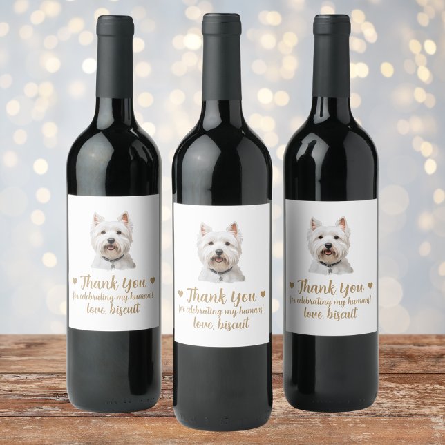 Etiqueta de Vinho de Casamento Cachorro Obrigado P (Criador carregado)