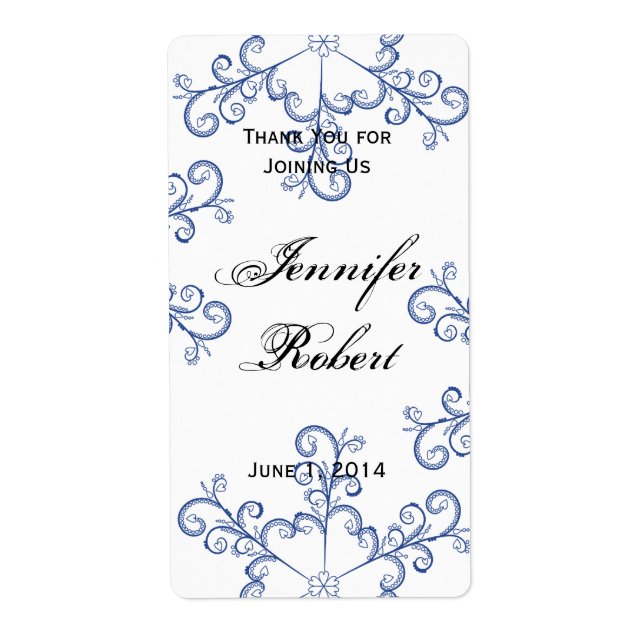 Etiqueta de Vinho de Casamento com Floco de Neve d (Frente)