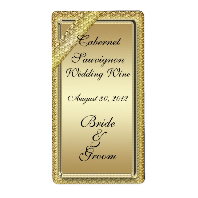 Etiqueta de Vinho de Casamento de Bar Dourado (Frente)