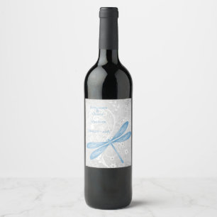 Etiqueta de Vinho de Casamento de Dragonfly Azul