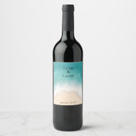 etiqueta de vinho de casamento de praia