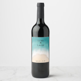 etiqueta de vinho de casamento de praia