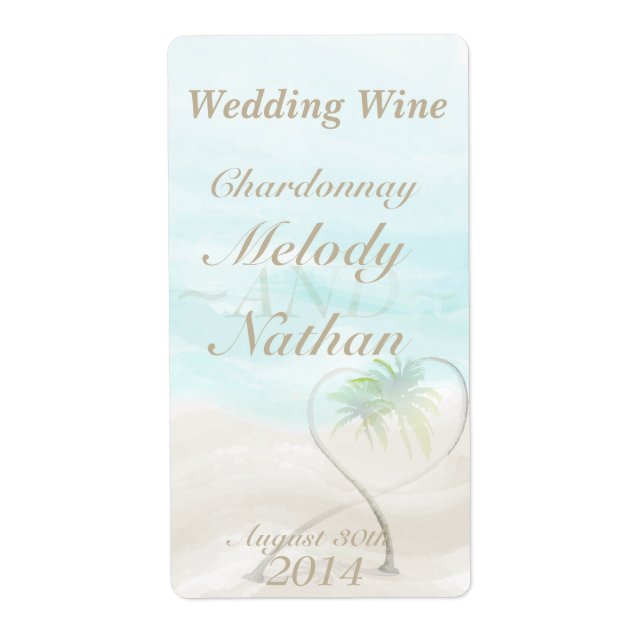 Etiqueta de Vinho de Casamento de Praia Tropical d (Frente)
