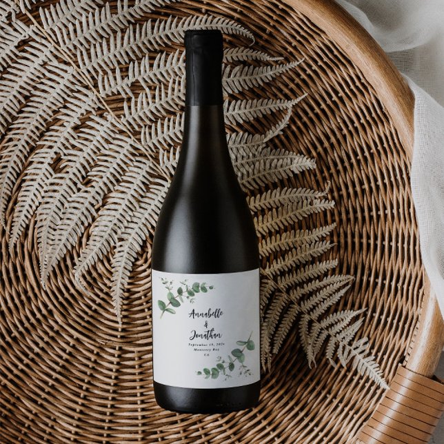 Etiqueta de vinho de casamento elegante e moderno  (Criador carregado)