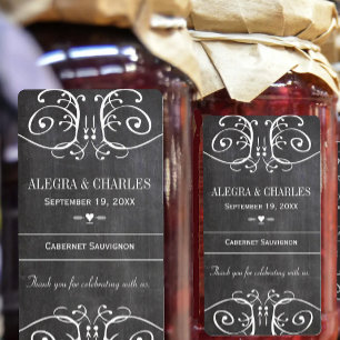 Etiqueta de Vinho de Casamento em Quadro Negro