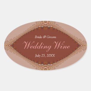 Etiqueta de vinho de casamento em renda de brocado