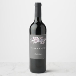 Etiqueta de Vinho de Casamento Floral da Cinza de 