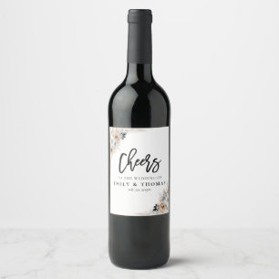 Etiqueta De Vinho De Casamento Floral De Ivory E B