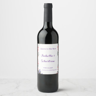 Etiqueta de Vinho de Casamento Floral Rosa Lavanda