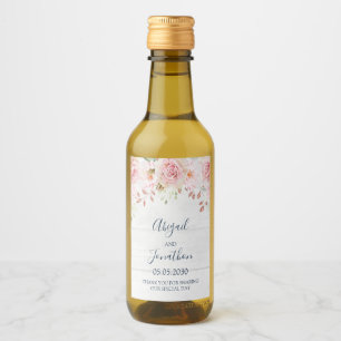 Etiqueta de Vinho de Casamento Floral Rosa Rústico