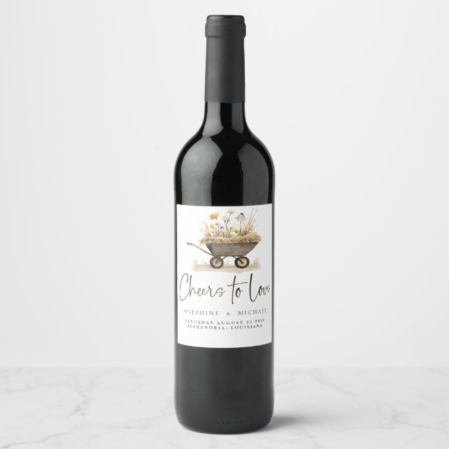 Etiqueta de Vinho de Casamento Rustic Country Chic (Frente)