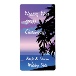 Etiqueta de Vinho de Casamento Tropical Noturno