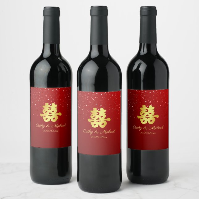 Etiqueta de vinho de floco de neve de casamento ch (Garrafas)