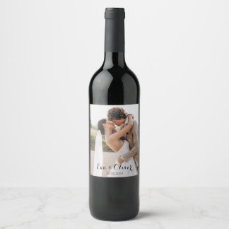 Etiqueta de Vinho de Foto de Casamento Minimalista