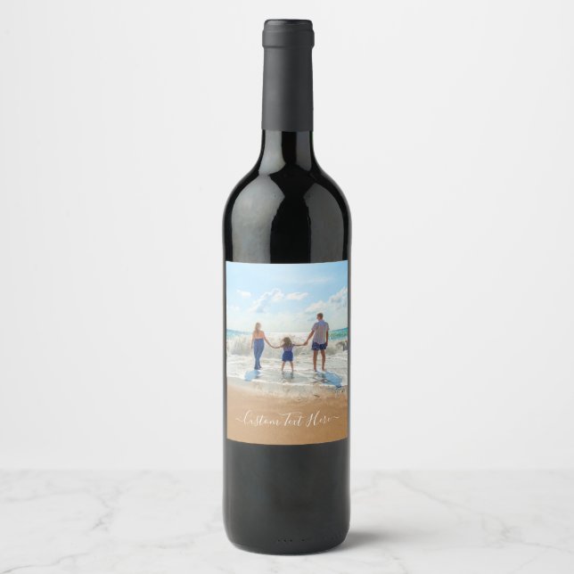 Etiqueta de Vinho de Fotografia Personalizada com  (Frente)