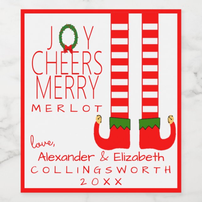 Etiqueta de Vinho de Merlot de Natal Personaliza (Rótulo Único)