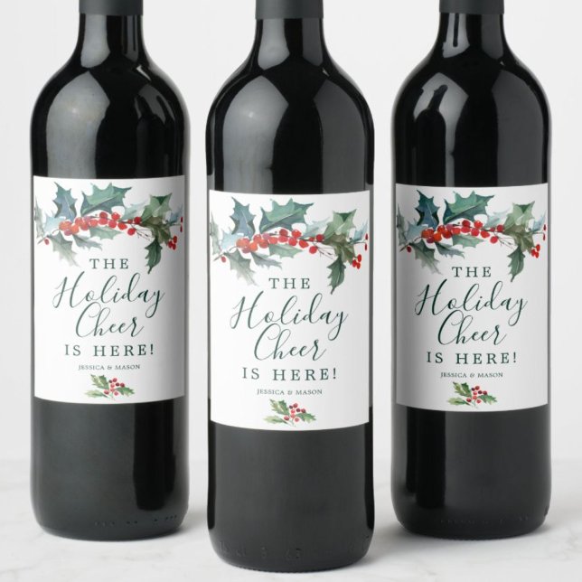 Etiqueta de Vinho de Natal Holly Holiday (Criador carregado)