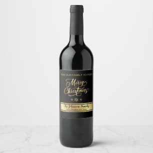 Etiqueta de vinho de Natal preto e Dourado