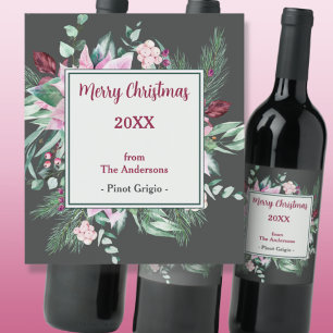 Etiqueta de Vinho de Natal rosa e açucarado