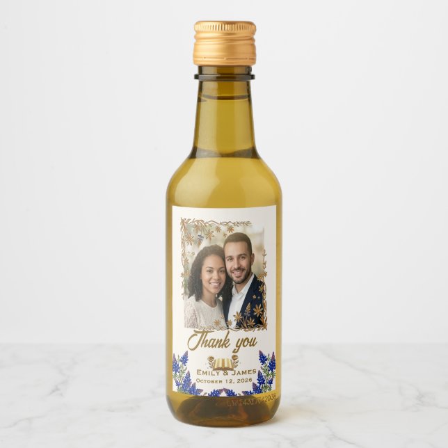 Etiqueta de Vinho de Presente de Casamento com Fot (Frente)