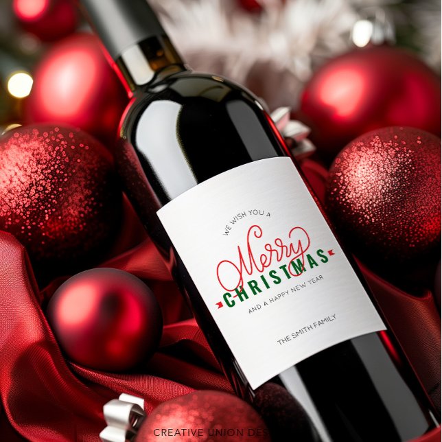 Etiqueta de vinho de presente de Natal personaliza (Criador carregado)
