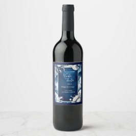 etiqueta de vinho de víbora azul e branca