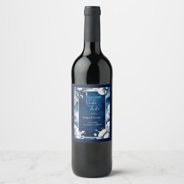 etiqueta de vinho de víbora azul e branca (Frente)