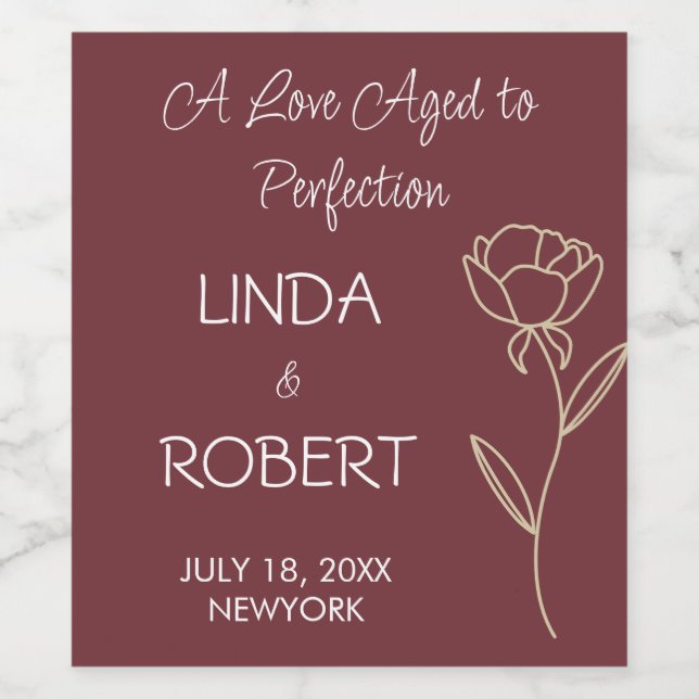 Etiqueta de Vinho Elegante Burgundy (Rótulo Único)