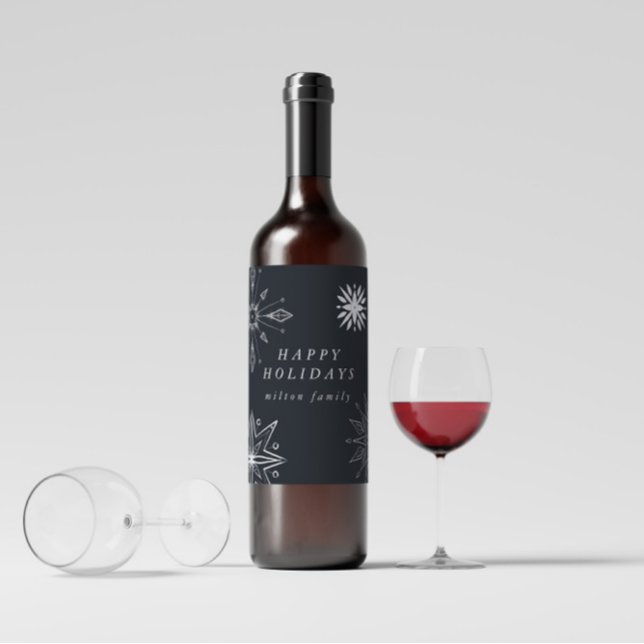 Etiqueta de Vinho Feriado de Neve Silver (Criador carregado)