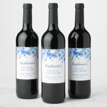Etiqueta de Vinho Floral Azul, Casamento floral Az