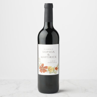 Etiqueta de Vinho Floral Laranja-Marigold
