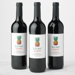 Etiqueta de vinho Luau tropical party com abacaxi