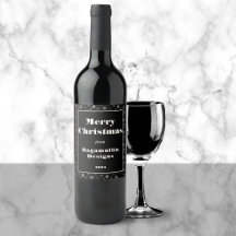 Etiqueta de Vinho Moderno Natal Corporativo Preto